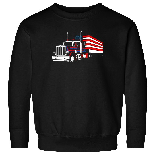 Truck Driver US FLAG, Truck, Trucker Dad Sweatshirts