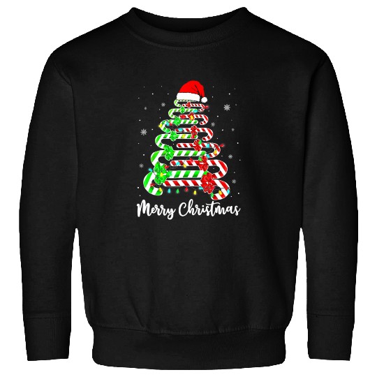 Candy Cane Santa Hat Funny Xmas Tree Merry Sweatshirts