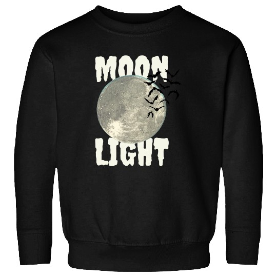 Dark Green Illustrated Moon Light Bat Sweatshirts
