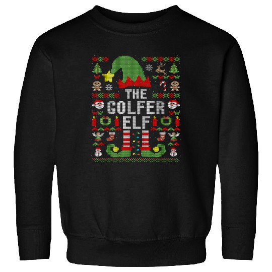 The Golfer Elf Ugly Christmas Matching Family Sweatshirts