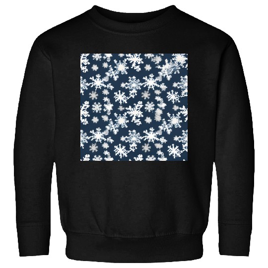 Snow pattern on navy blue background Sweatshirts