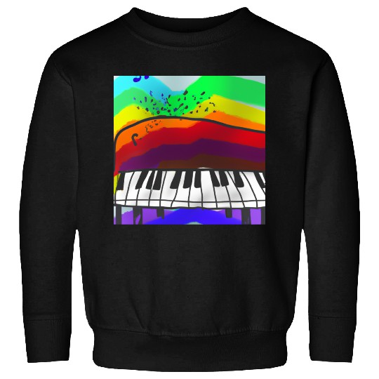 A beautiful piano in front of a colorful rainbow Sweatshirts