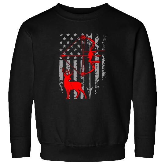 Deer Hunting American Flag Bow Hunting For Hunter Sweatshirts