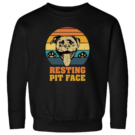 Pitbull Resting Pit Face Vintage Sweatshirts