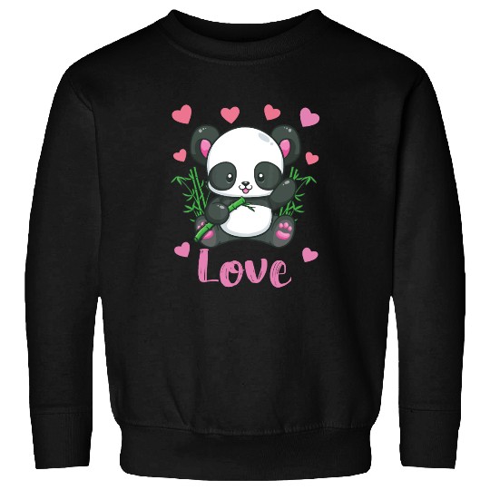 Panda Valentines Day Sweatshirts Hearts Love Women Girls