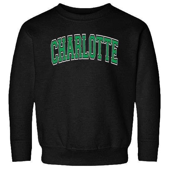 Charlotte Varsity Style Green Text Sweatshirts