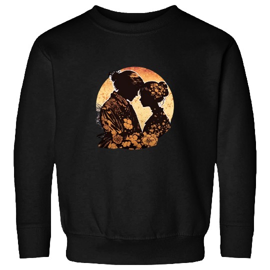 Romantic Embrace, Ukiyo-E Valentine's Day Design, Sweatshirts