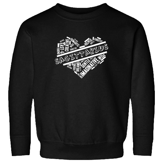 Sagittarius Heart Word Cloud Doodle Astrology Zodi Sweatshirts