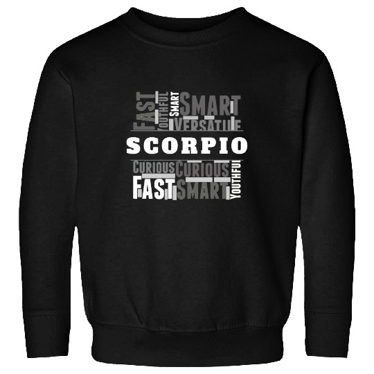 Scorpio Zodiac Star Sign Word Cloud Square Monochr Sweatshirts