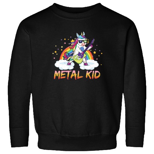 Metal Kid Music Guitar Unicorn Rainbow Heavy Rock Sweatshirts