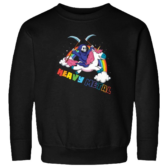 Metal Heavy Unicorn Skeleton Rocker Rock Heavy Sweatshirts