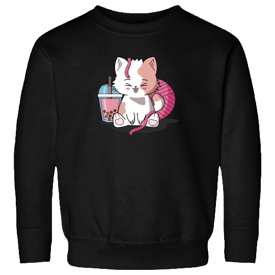 Chibi Boba Tea Cat Sweatshirts