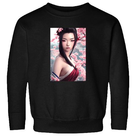 japanese geisha woman Japan wallart sakura pink Sweatshirts