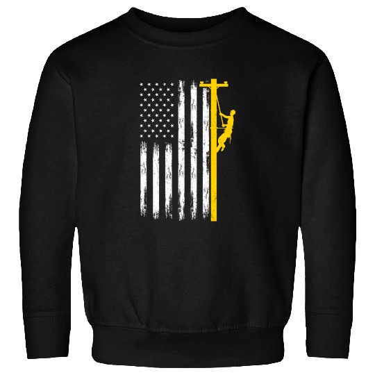 Lineman US Flag Lineworker Patriotic Sweatshirts