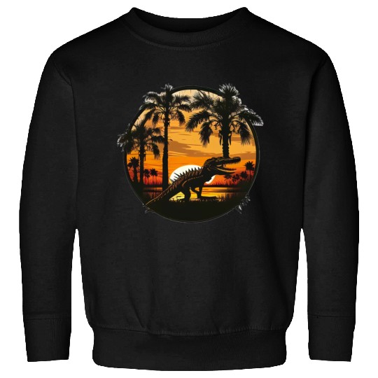 Florida Everglades Sunset Alligator and Palm Tree Sweatshirts