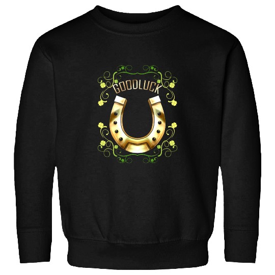 Good Luck With A Golden Horseshoe For Irish St Sweatshirts