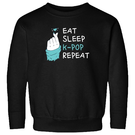 Eat Sleep Kpop Repeat Finger Heart Korean Pop Musi Sweatshirts