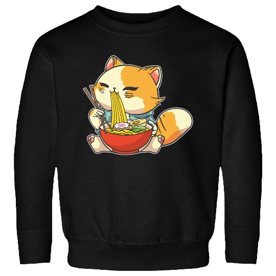 Cat Ramen Bowl Anime Kawaii Neko Japanese Noodles Sweatshirts