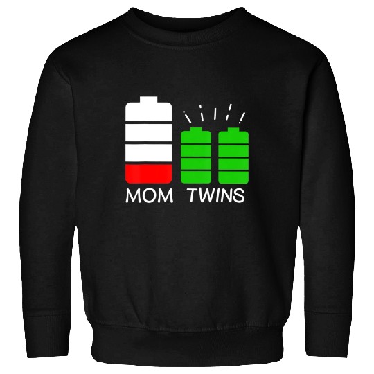 Twin Mom Low Battery Tired Mom Of Twins Sweatshirts