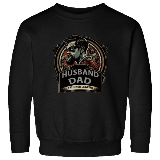 Husband Dad Trucker Legend Funny Truck Driver Truc Sweatshirts
