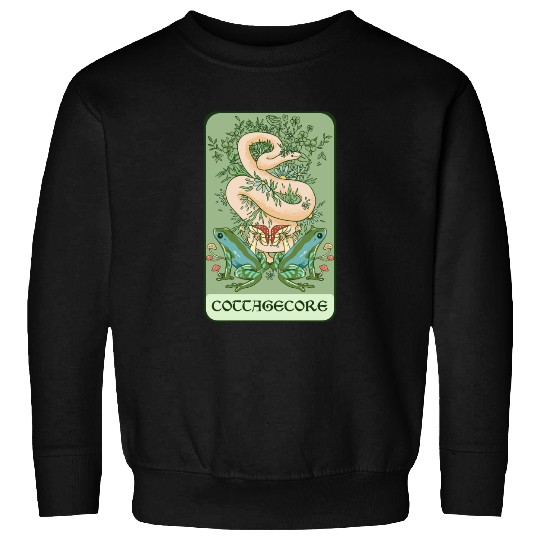 Tarot Card Goblincore Snake Cottagecore Frog Aesth Sweatshirts