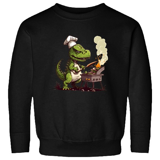 Baby Dinosaur Using A Charcoal Grill Cooking Meat Sweatshirts