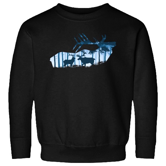 Elk Deer Silhouette Forest Animals Sweatshirts