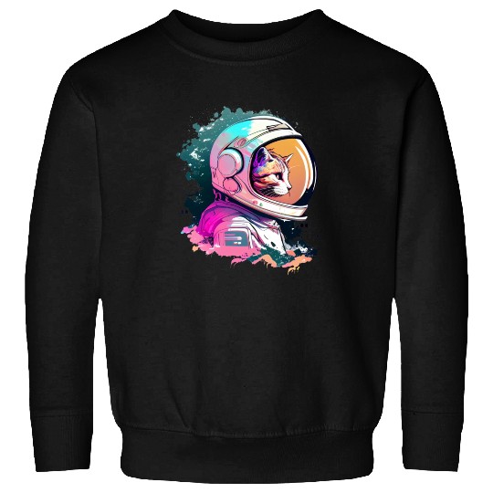 Aesthetic Vaporwave Space Cat 80s 90s Astronaut Sweatshirts