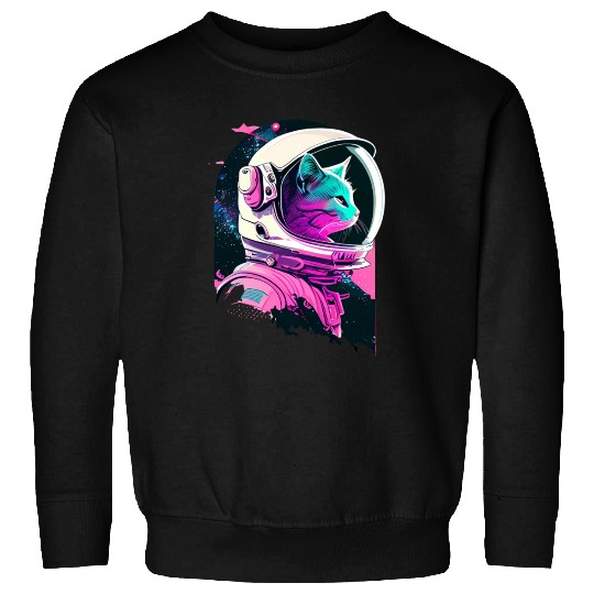 Aesthetic Vaporwave Space Cat 80s 90s Astronaut Sweatshirts