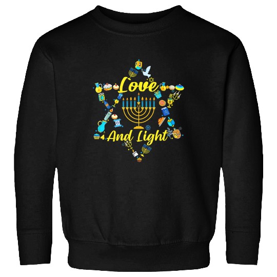 Love and Light Hanukkah Sweatshirts Jew Menorah Jewish C