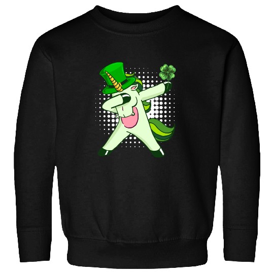 Dabbing unicorn shamrock St. Patrick's Day Sweatshirts