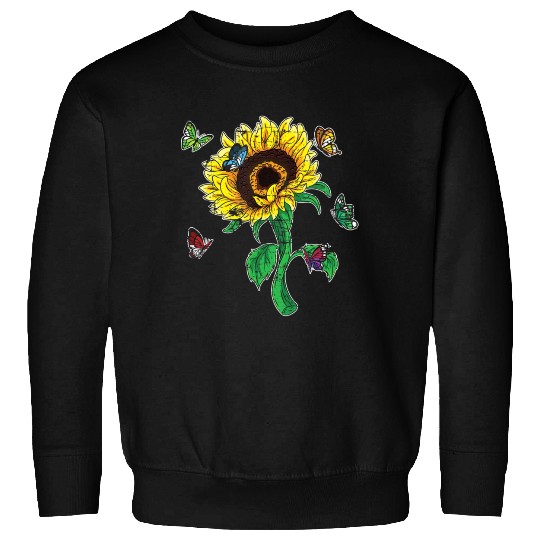 Aesthetics Sunflowers Nature Butterflies Yellow Su Sweatshirts