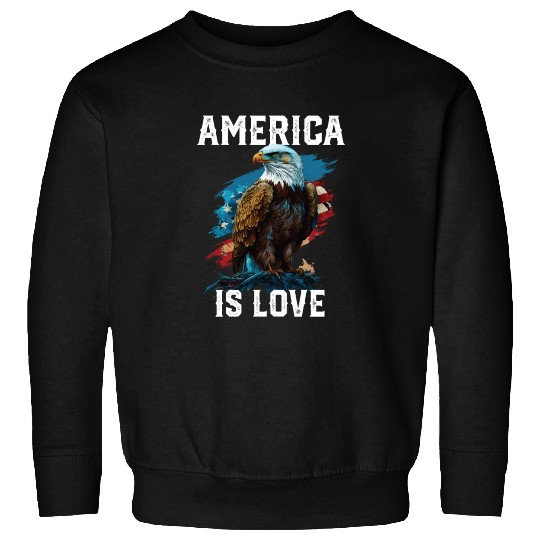 America Is Love American Bald Eagle 4th Of July Sweatshirts