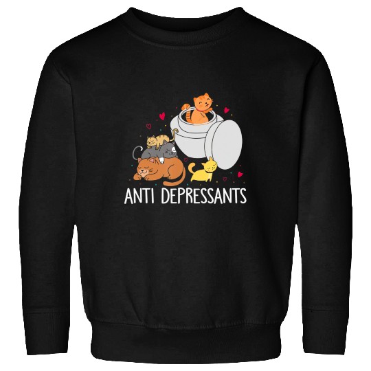 Funny Anti Depressants Cat Lover Sobriety Drug Fre Sweatshirts