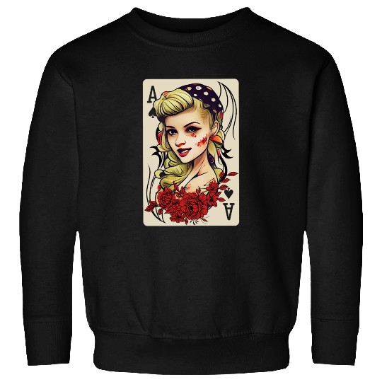 Rockabilly 50s Pin Up Zombie Psychobilly Ace Card Sweatshirts