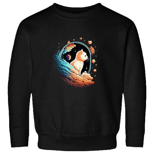 Astronaut Cat Space Cat on Galaxy Cat Lover Sweatshirts