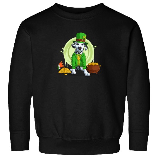 Dalmatian Puppy, Irish Flag, Gold, Shamrock Dog St Sweatshirts