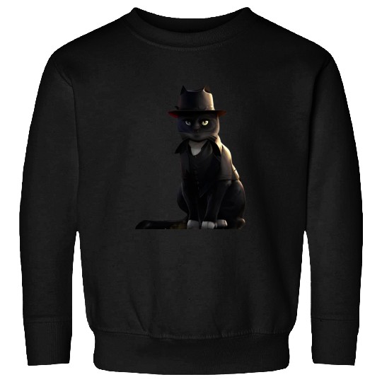 black cat in black hat Sweatshirts