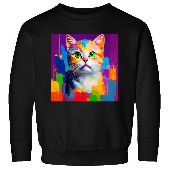 Oil Painting Style Cat Portrait Design for Cat Sweatshirts