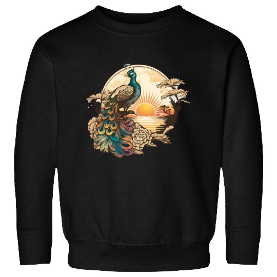 Serenity at Sunrise: Peacock Inspired Artwork Sweatshirts