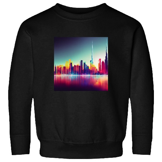 Dubai silhouette skyline abstract art Sweatshirts