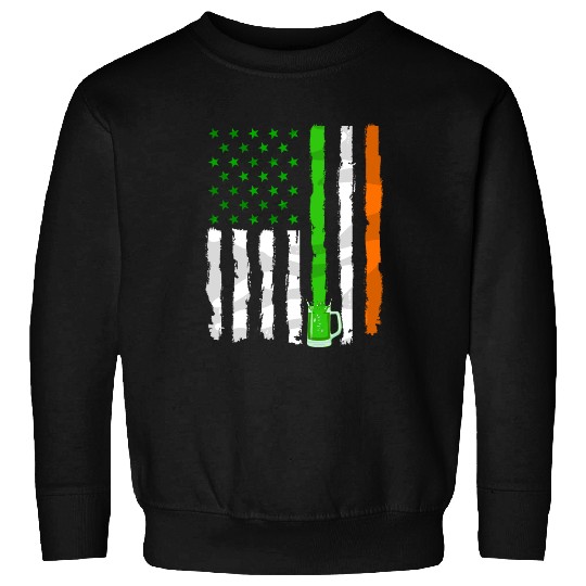 Irish American Flag Draft Beer Shamrock St Patrick Sweatshirts