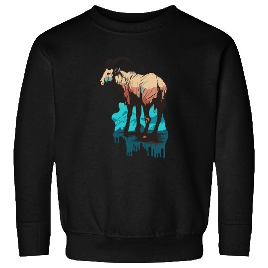 a mountain goat lives in the mountains Sweatshirts