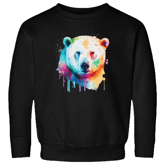 Watercolor Polar Bear Colorful Cute Bear Lover Sweatshirts