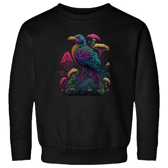 trippy patterns psychedelic Mushroom phoenix bird Sweatshirts