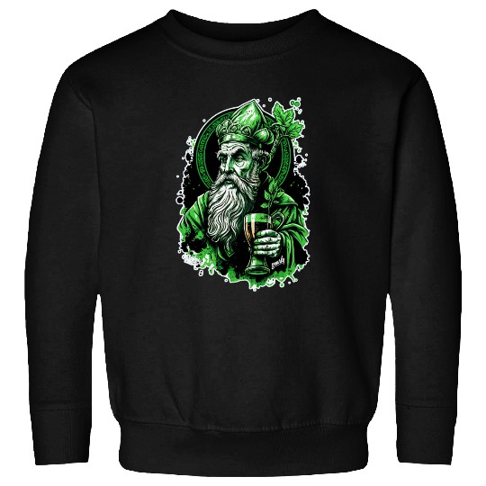 Funny Drunk Saint Patrick drinking beer by gnarly Sweatshirts