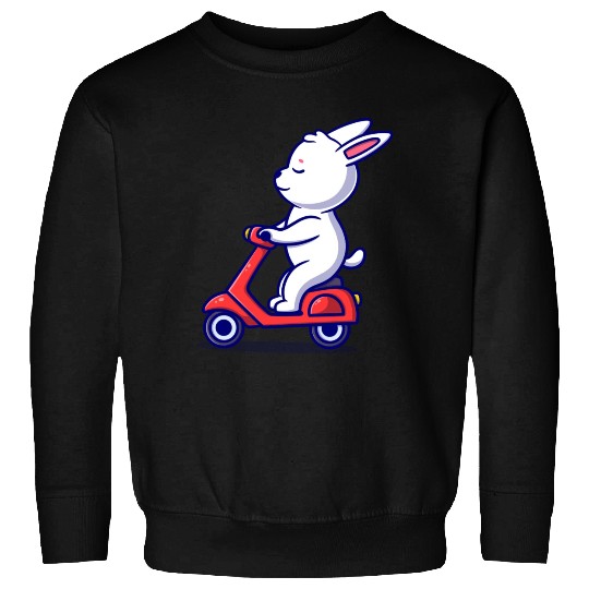 Cute bunny riding scooter icon illustration Sweatshirts