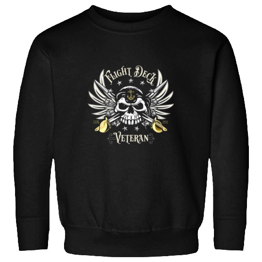 Flight Deck Veteran Skull Naval Aviation Design T Sweatshirts