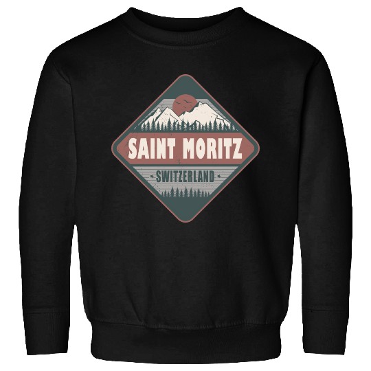 Saint Moritz Switzerland Vintage Hiking Design Sweatshirts