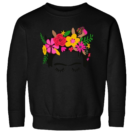 Frida Kahlo Illustration Floral Boho Style Mexican Sweatshirts